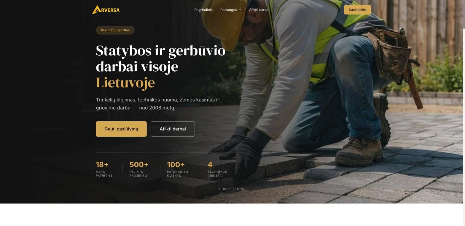 TechStudio sukurta Arversa svetainė