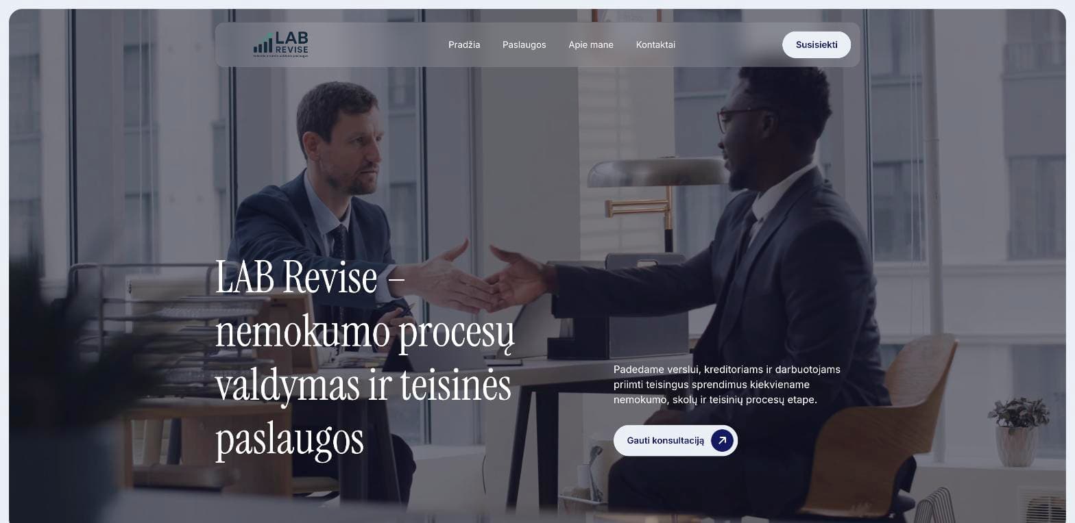 TechStudio sukurta Lab Revise svetainė