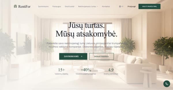 TechStudio sukurta RentiFor svetainė